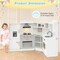 Costway Corner Play Kitchen Toddler Kitchen Playset with Range Hood, Ice Maker, Microwave White/Pink